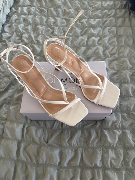 TOP Moda Shoes - TOP Moda Cream Strappy Square-Toe Heeled Sandals